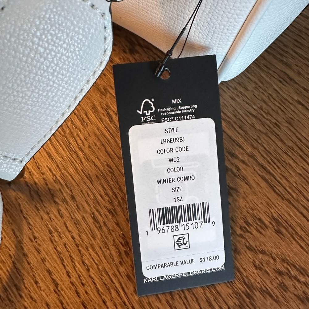 NWT！NEW! Karl Lagerfeld Maybelle Camera Double zip Crossbody Women Bag -White - Picture 6 of 8